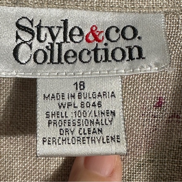 Style & Co. 100% linen floral shirt, size 18, button front, summer, breathable - Picture 2 of 9